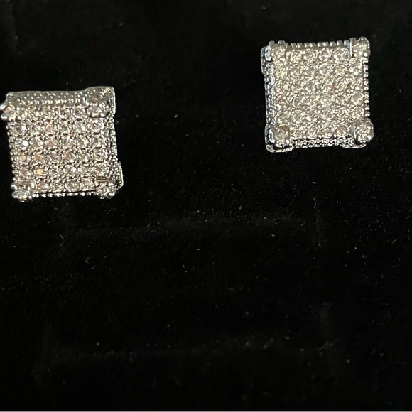 Men’s Earrings 925 Sterling Silver CZ - Picture 2 of 10